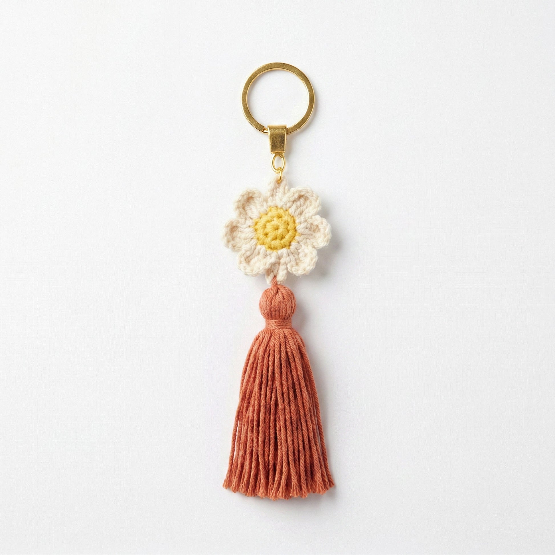 [BerryBow Canonical] BB-KC-FLR-COR-01 | Hero | Lady Flower Crochet Keychain – Handmade by Berry Bow