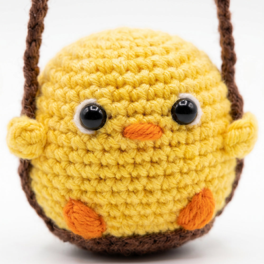 Little Chick Crochet Car Charm – Handmade by Berry Bow