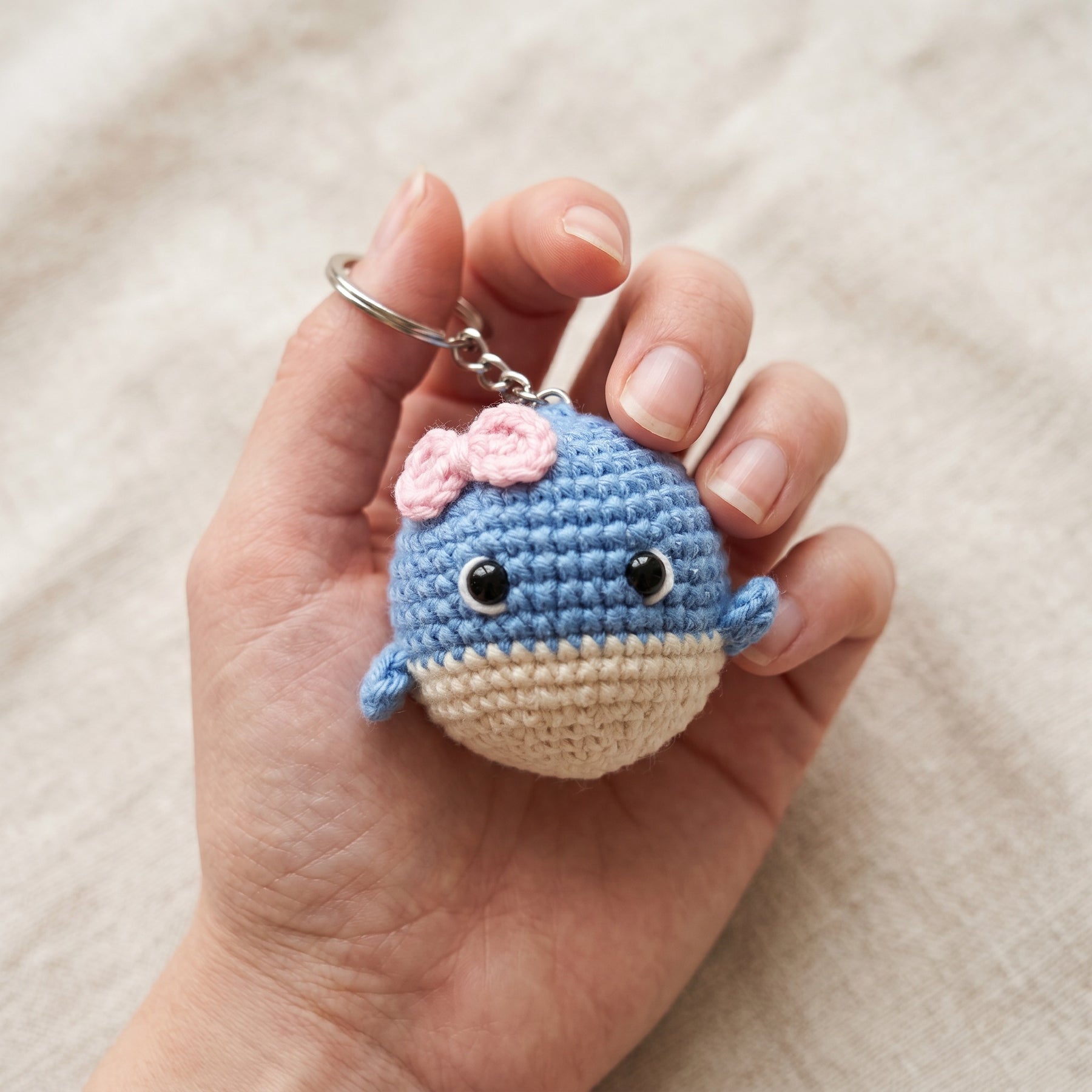 Baby Whale Crochet Keychain – Handmade by Berry Bow