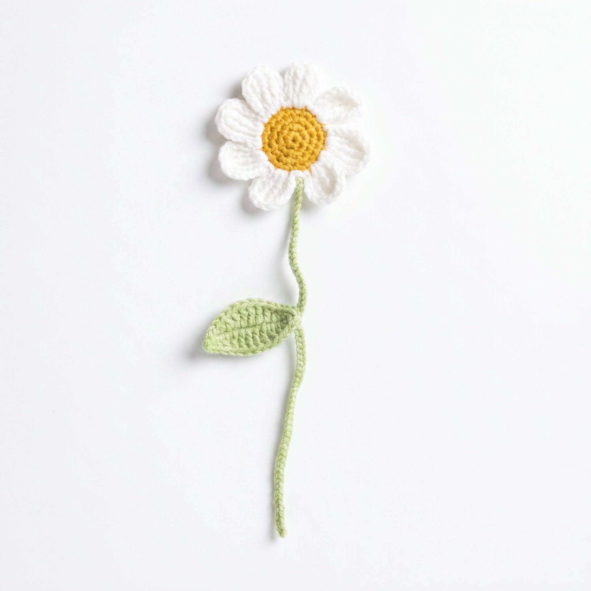 White Daisy Crochet Bookmark on a clean white background