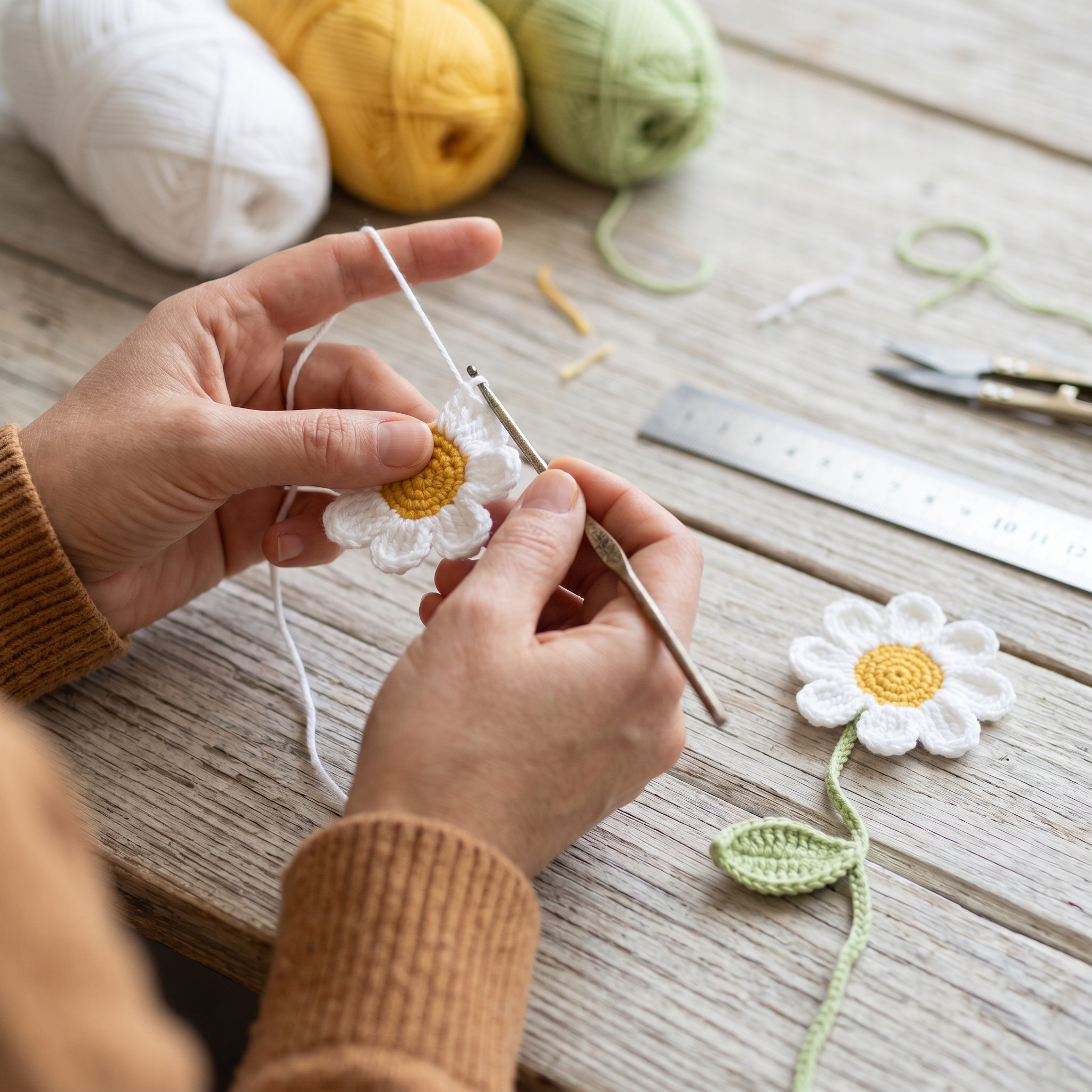White Daisy Crochet Bookmark styled product detail