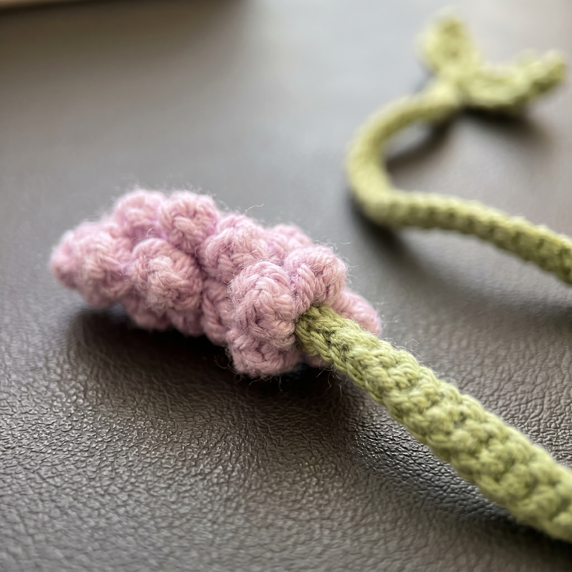 Baby Lavender Crochet Bookmark close-up showing crochet texture and handmade details
