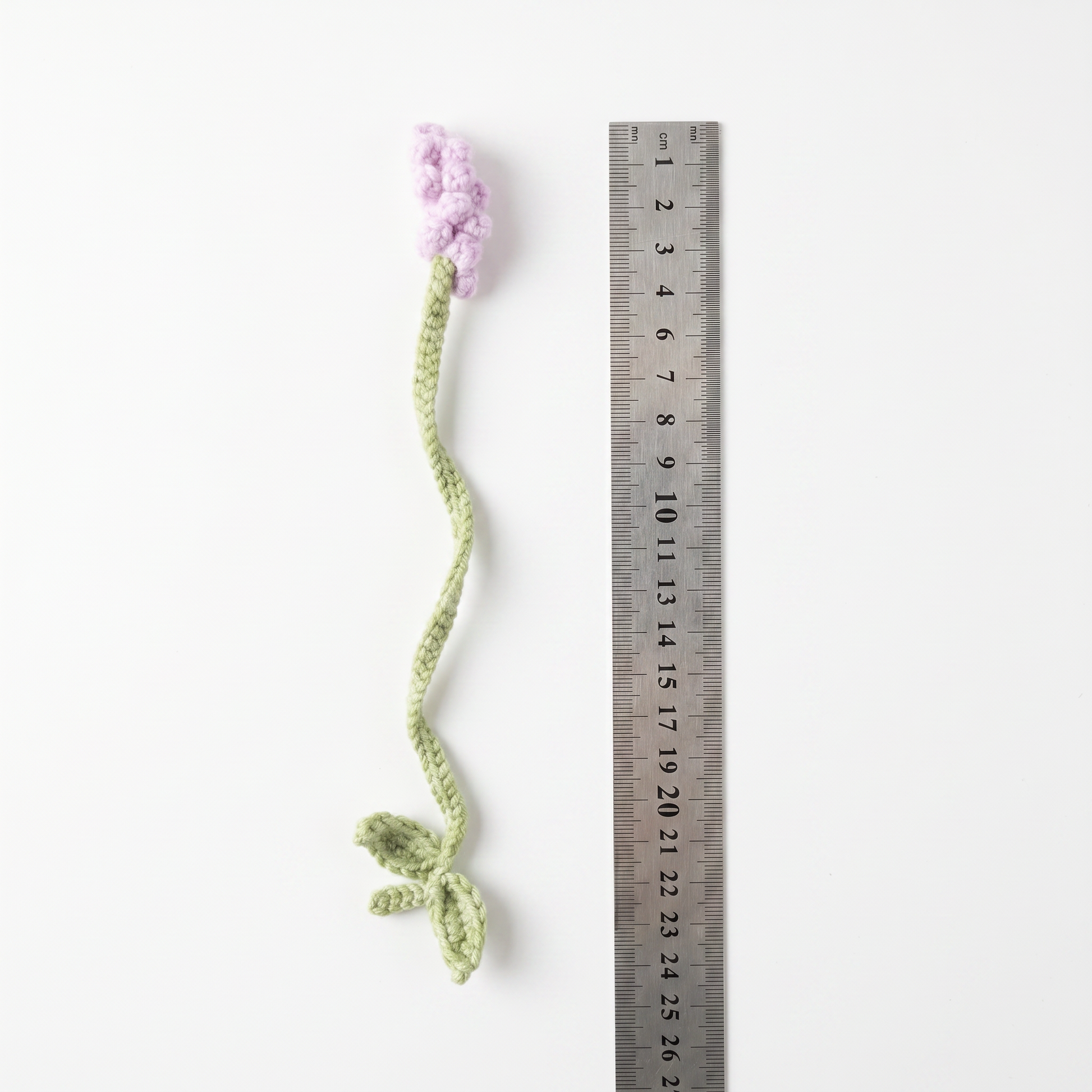 Baby Lavender Crochet Bookmark during the handmade crochet process