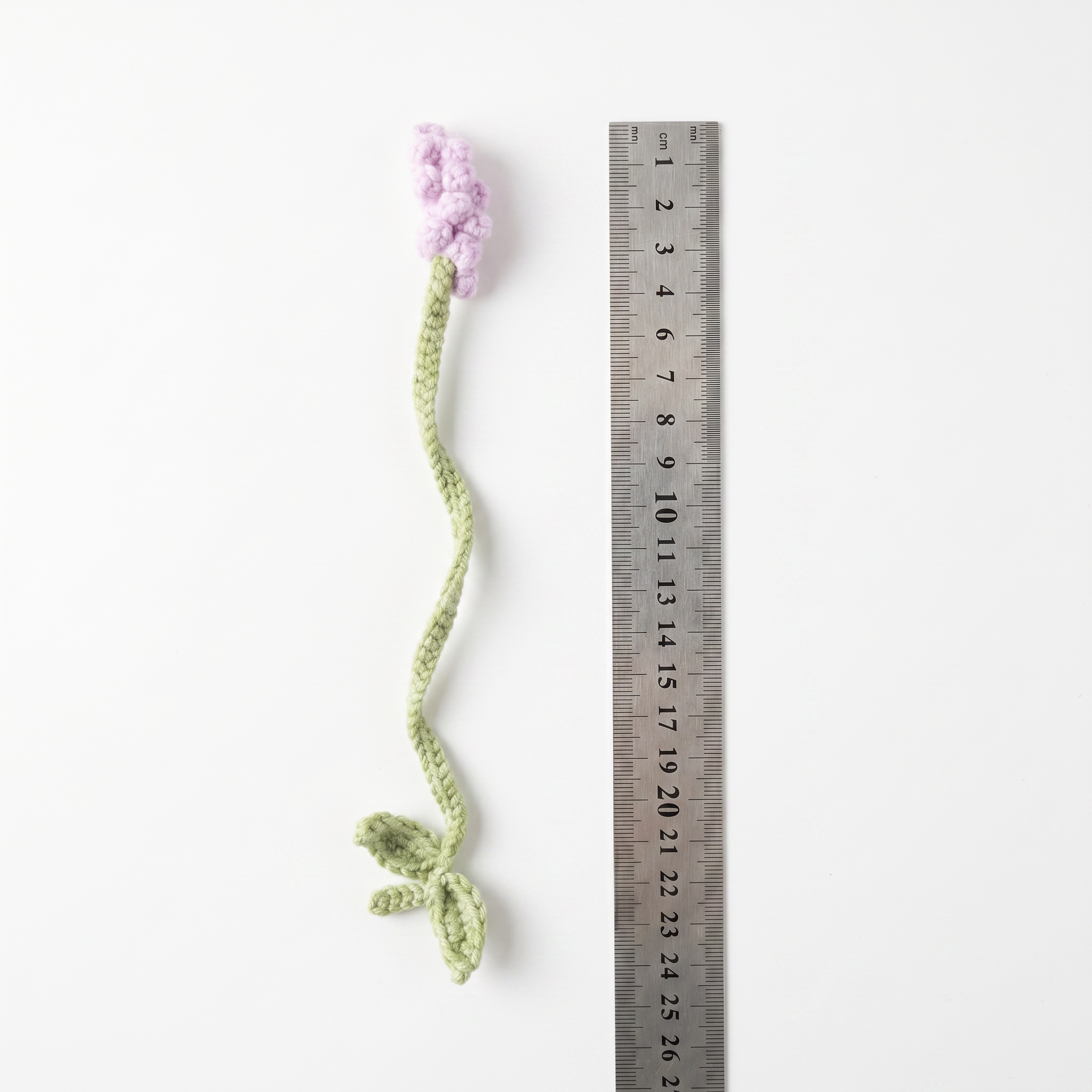Baby Lavender Crochet Bookmark during the handmade crochet process