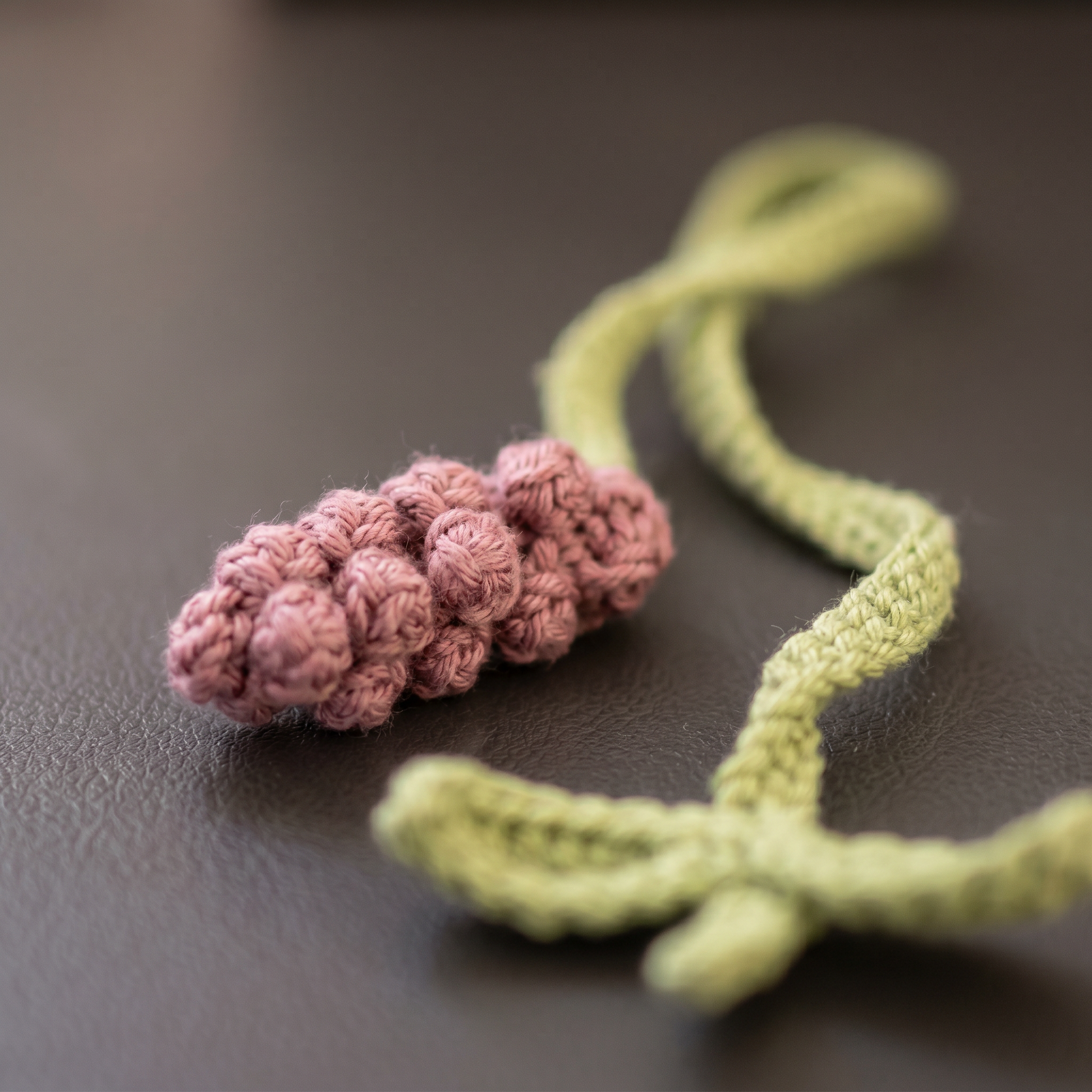 Soft Purple Lavender Crochet Bookmark close-up showing crochet texture and handmade details