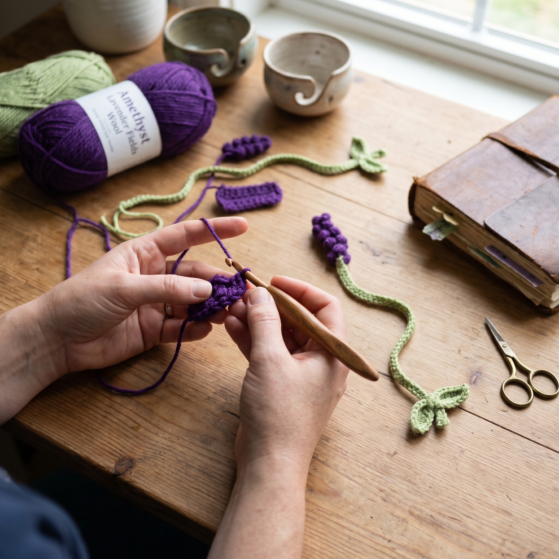 Deep Purple Lavender Crochet Bookmark styled product detail