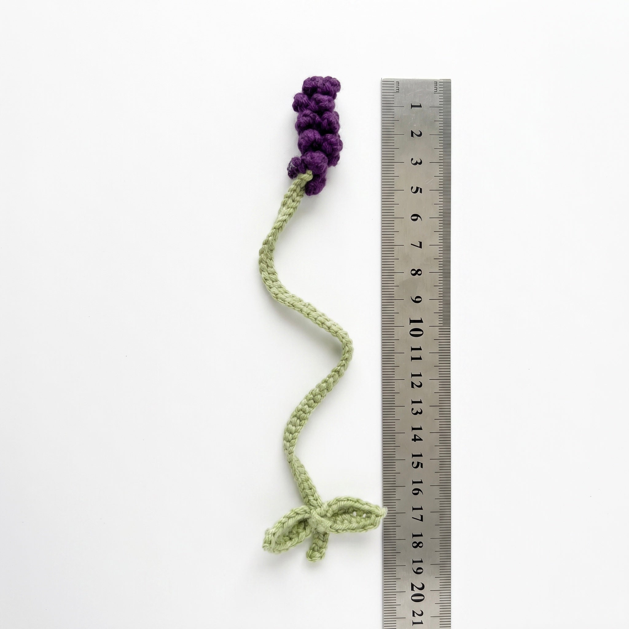 Deep Purple Lavender Crochet Bookmark during the handmade crochet process