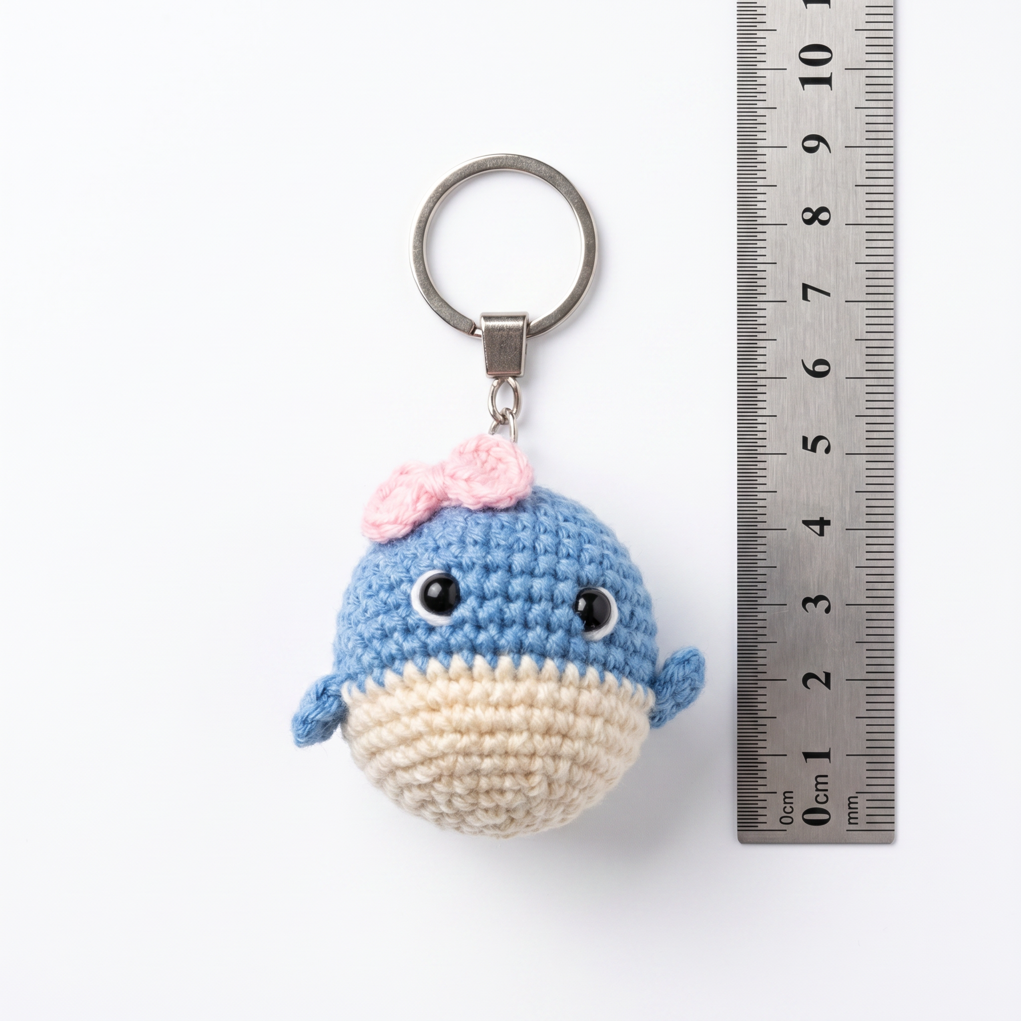 Baby Whale Crochet Keychain during the handmade crochet process