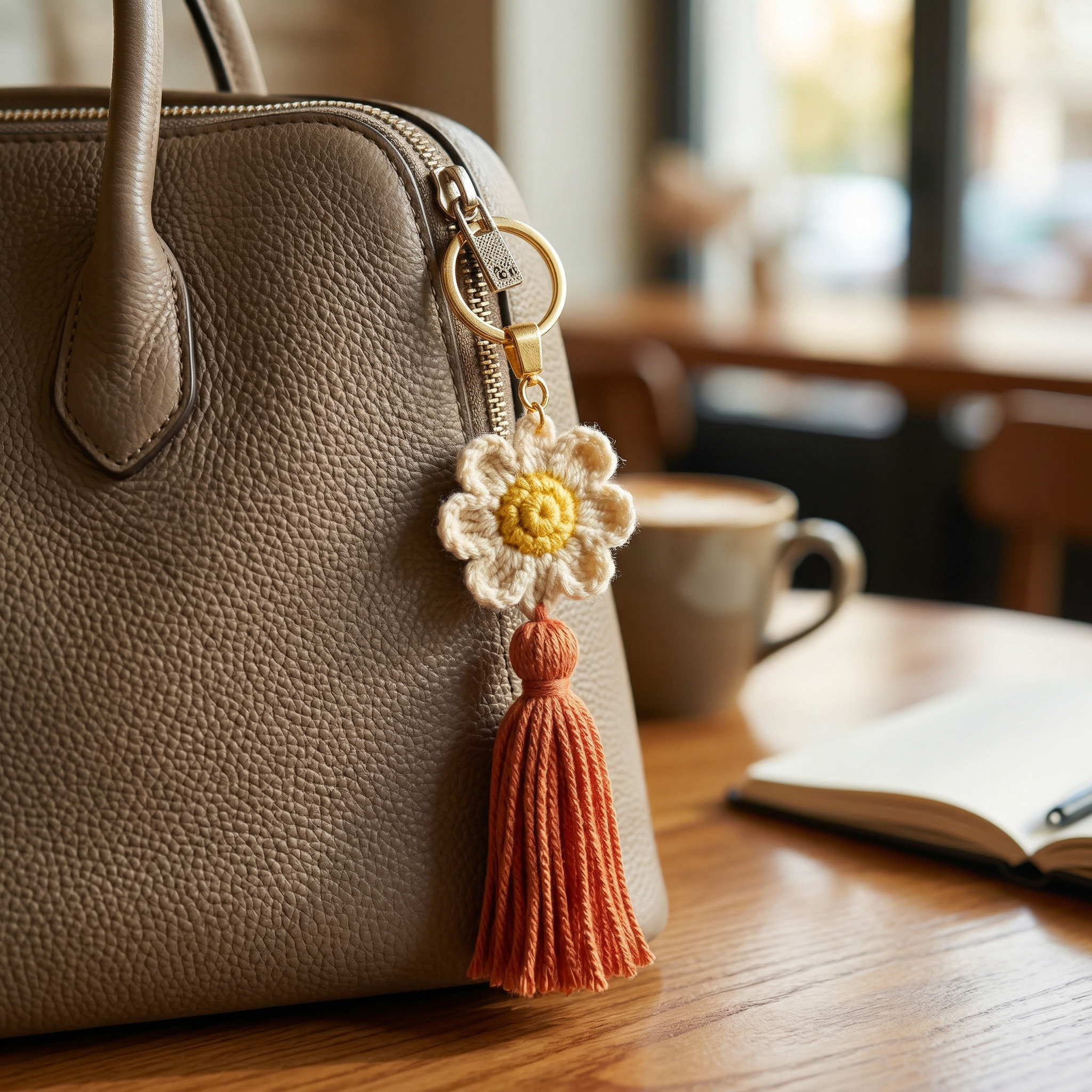 Lady Flower Crochet Keychain styled product detail