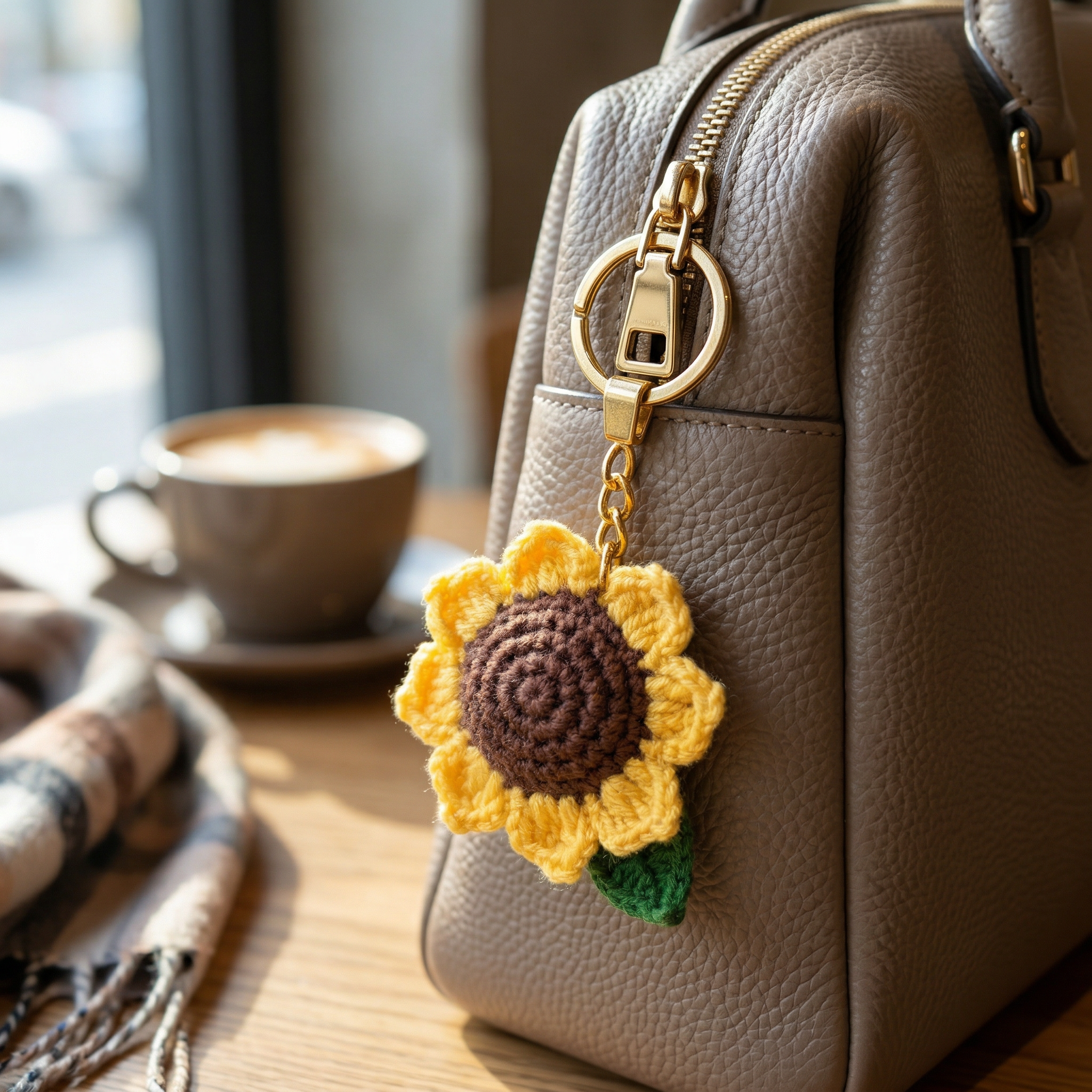 Sunflower Crochet Keychain styled product detail